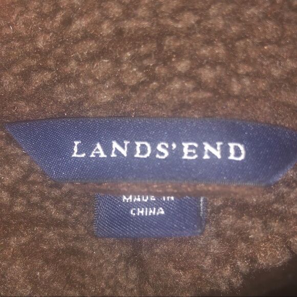 Lands End Brown Suede Fleece Knee LengthCoat S 6-8 - Picture 4 of 6